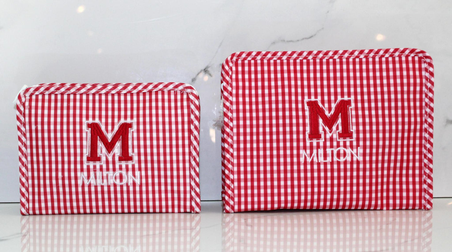 Milton Embroidered Red Gingham