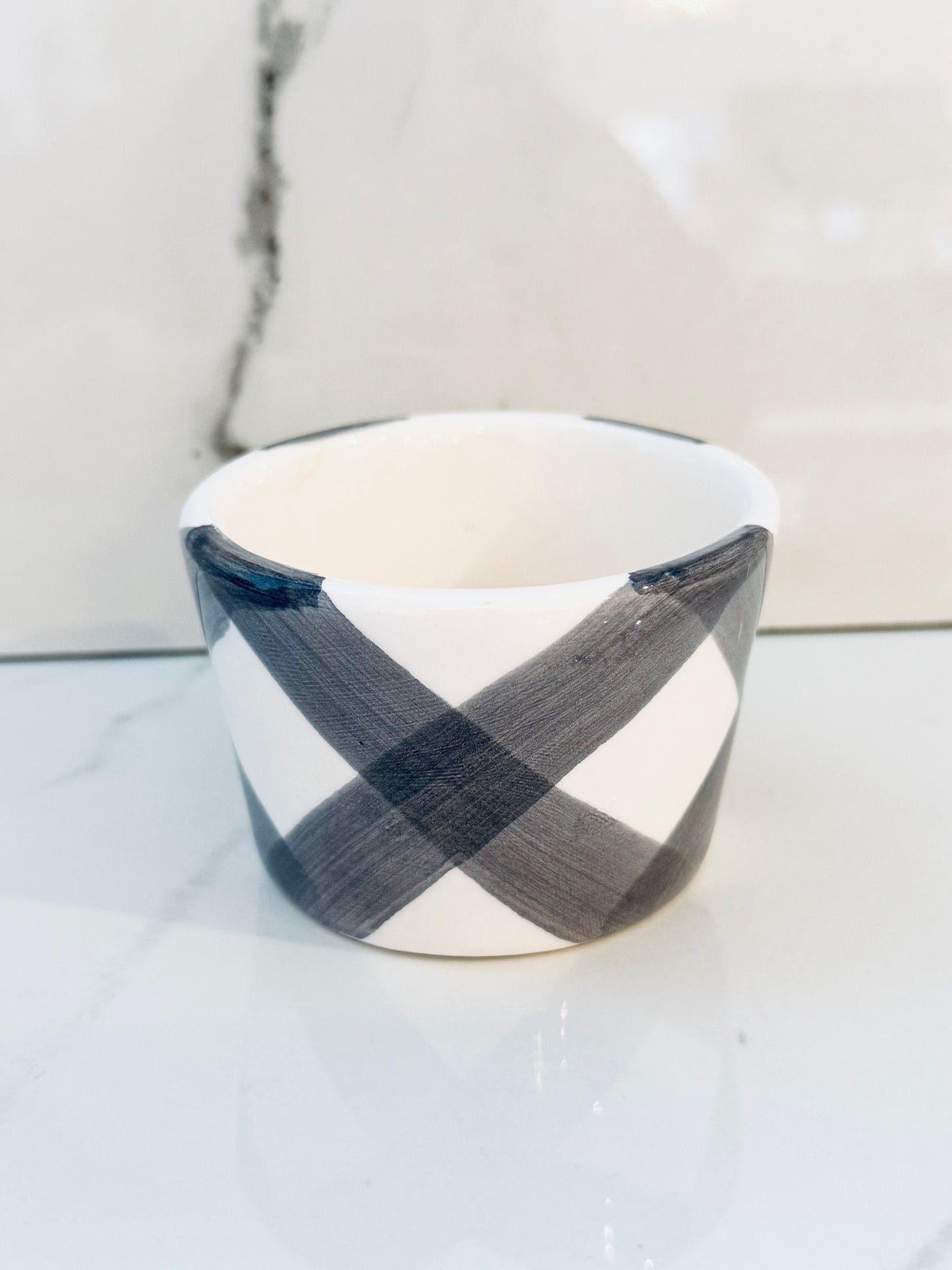 Gray Plaid Ramekin