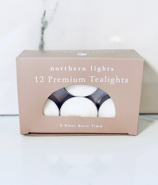 Tea Lights, White - 12 pieces
