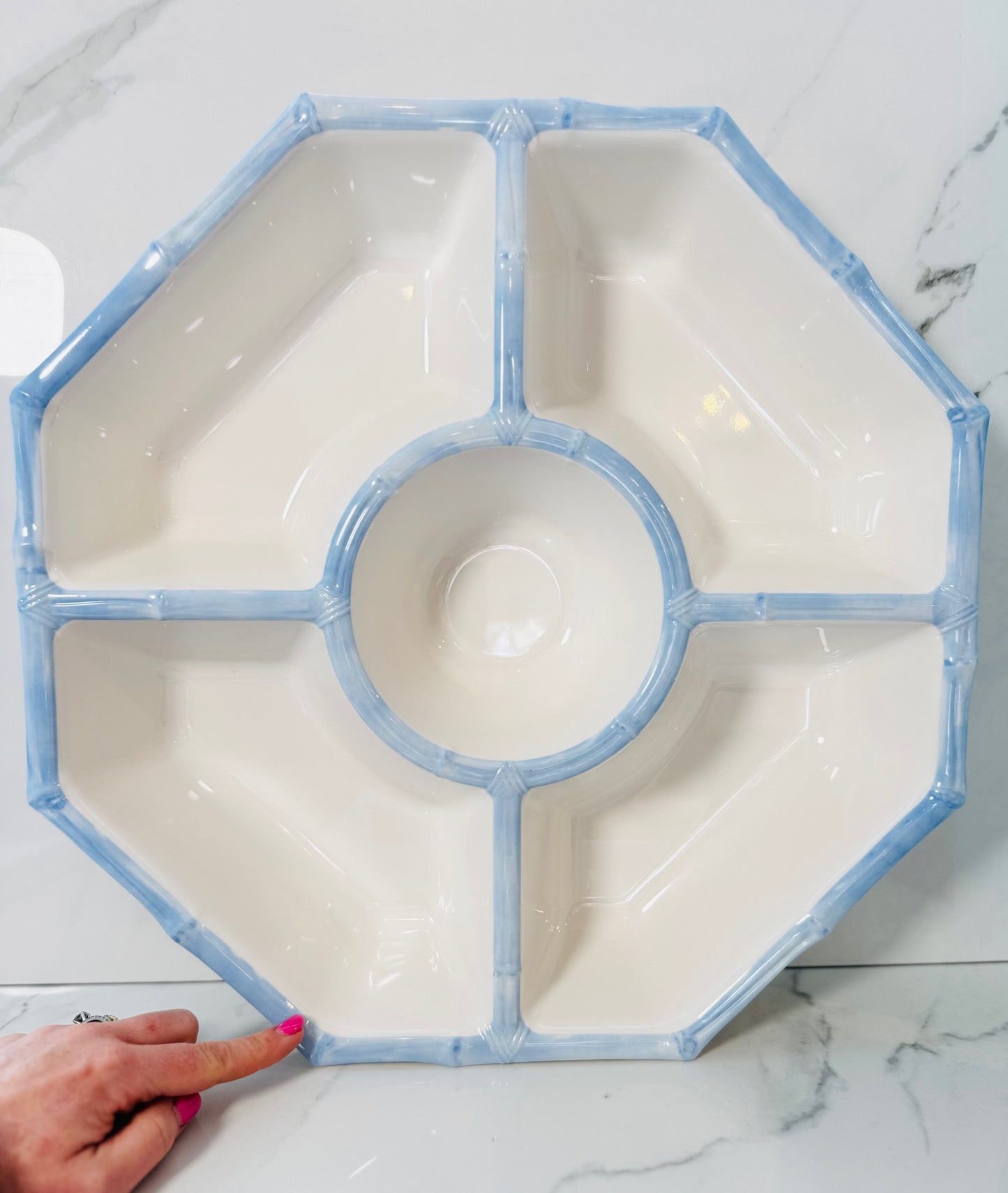 French Blue Bamboo Chip and Dip Set