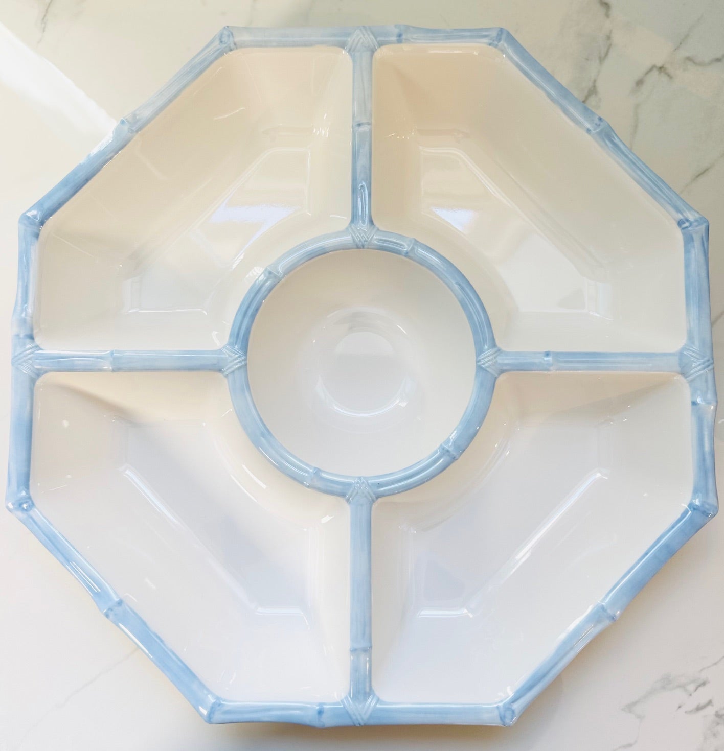 French Blue Bamboo Chip and Dip Set
