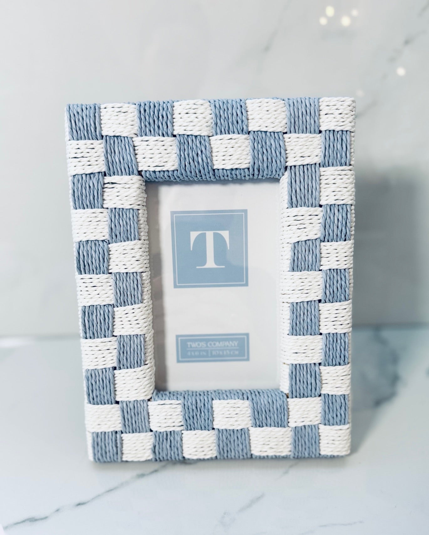 4x6 White and Blue Small Checkered Frame