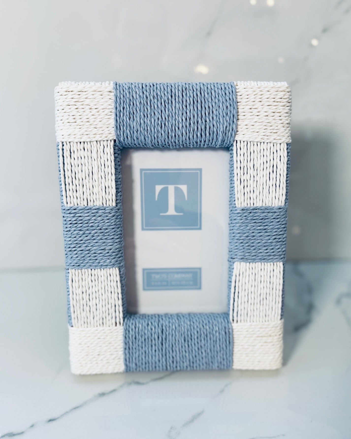 4x6 White and Blue Large Checkered Frame