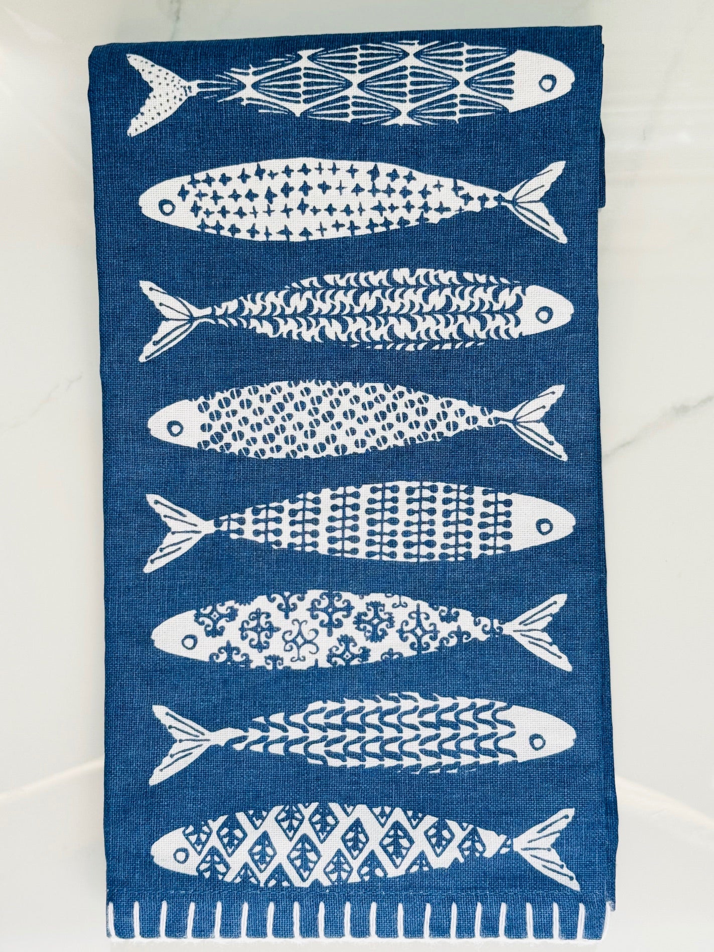 Blue and White Fish Dish Towel
