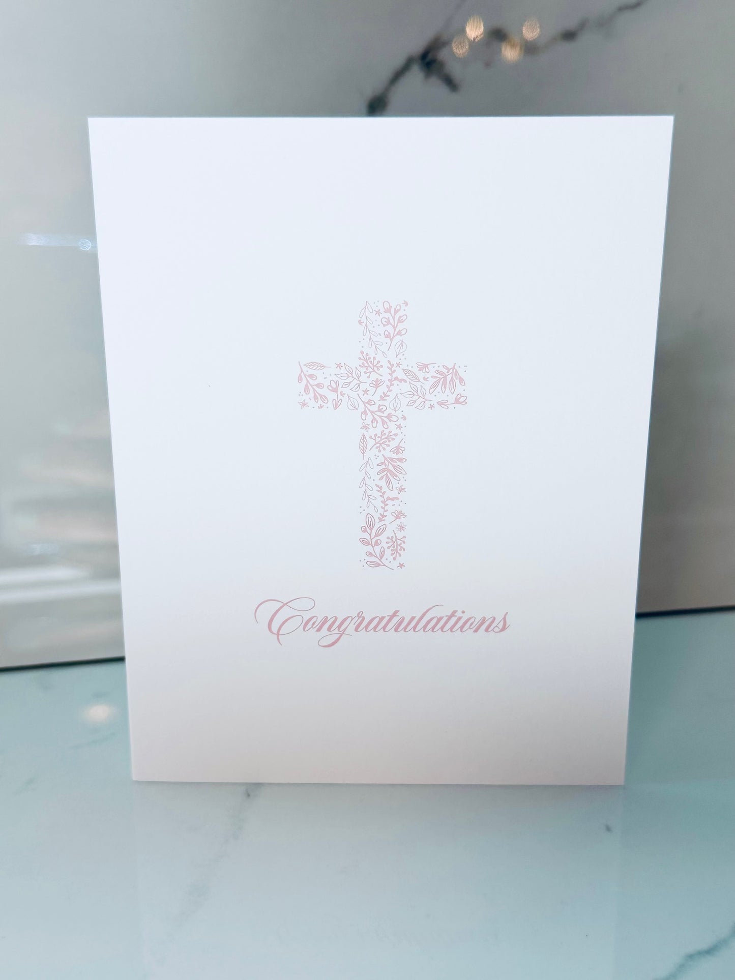 Pink Botanical Card Cross Greeting Card