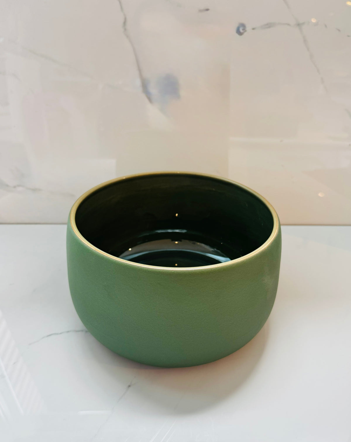 Green Stoneware Serving Bowl