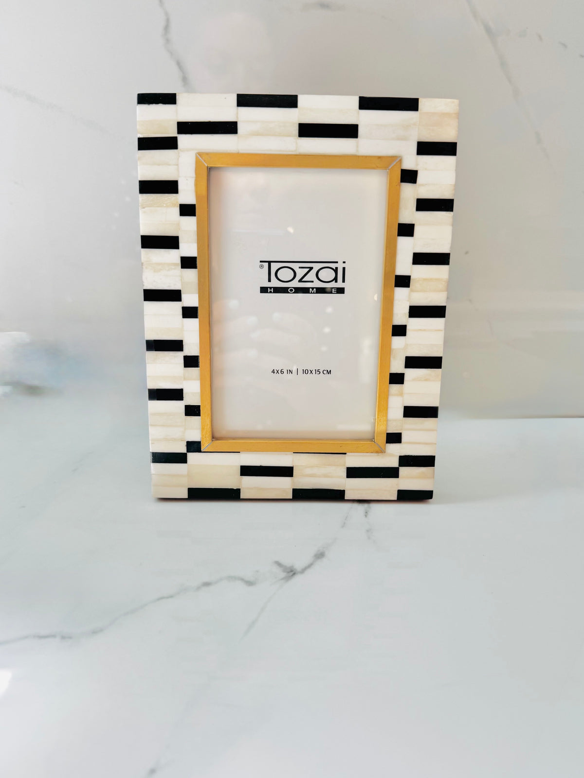 4x6 Black and White Bone and Brass Frame