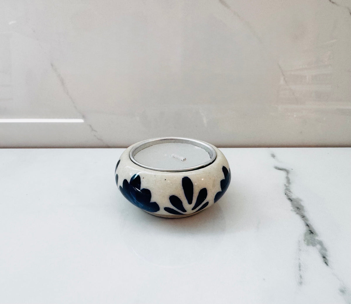 Blue and White Patterned Tealight Holder
