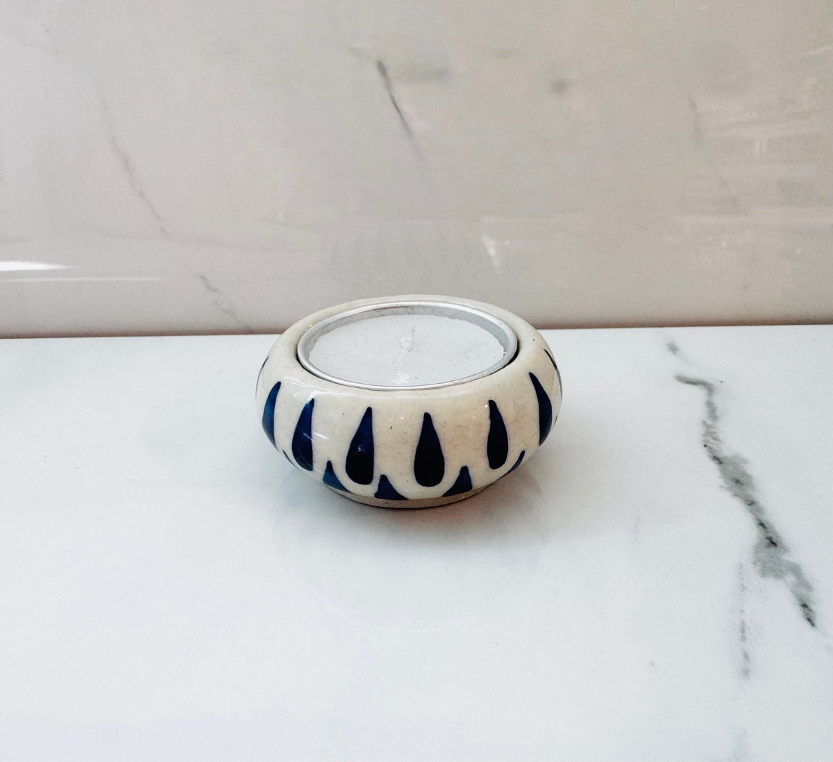 Blue and White Drop Tealight Holder