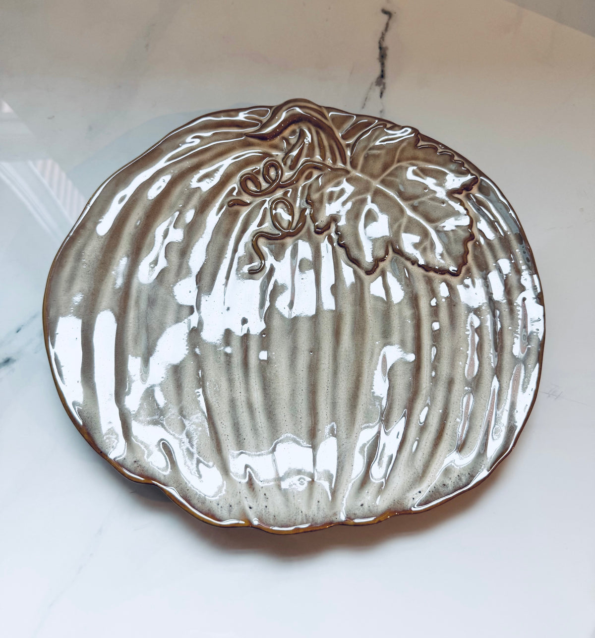 11" Ceramic Pumpkin Plate