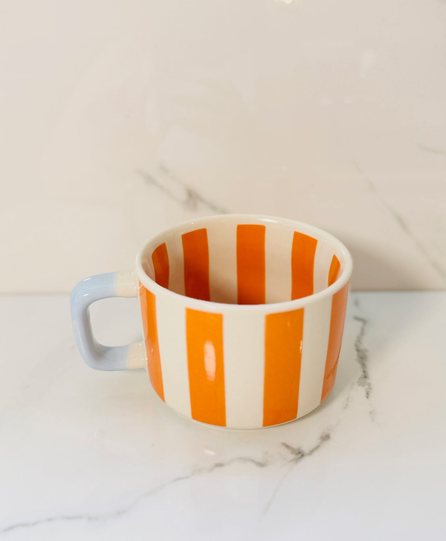 14 Oz. Hand Painted Stripe Mug - Orange