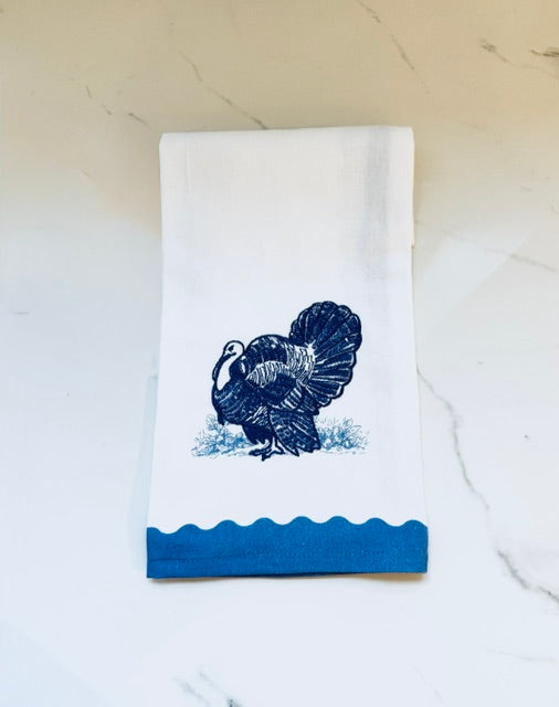 Blue and White Turkey Harvest Hand Towel