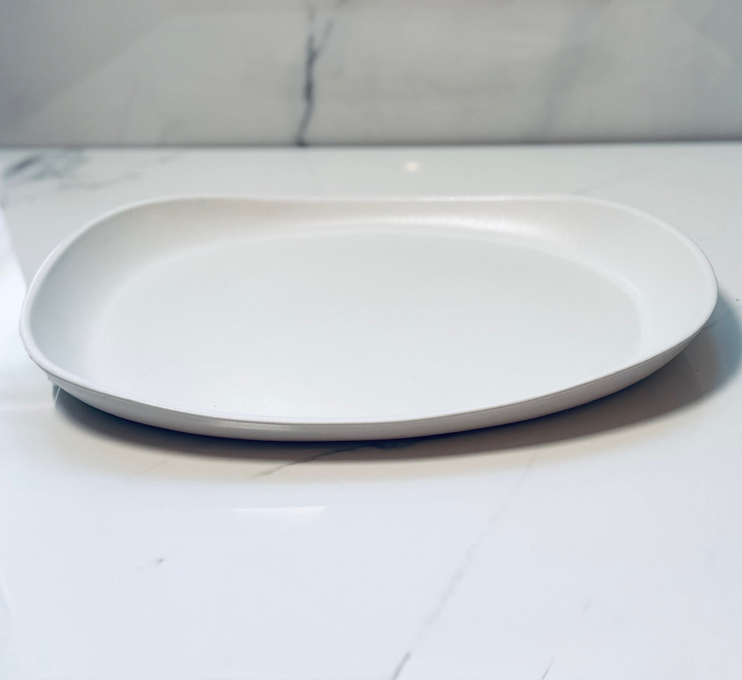 Matte White Small Stoneware Serving Plater