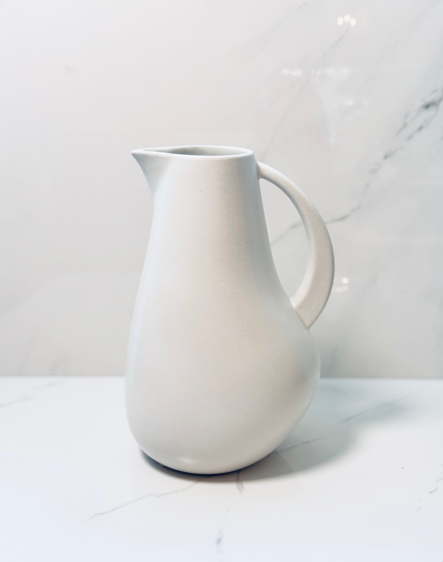 Matte White Stoneware Pitcher