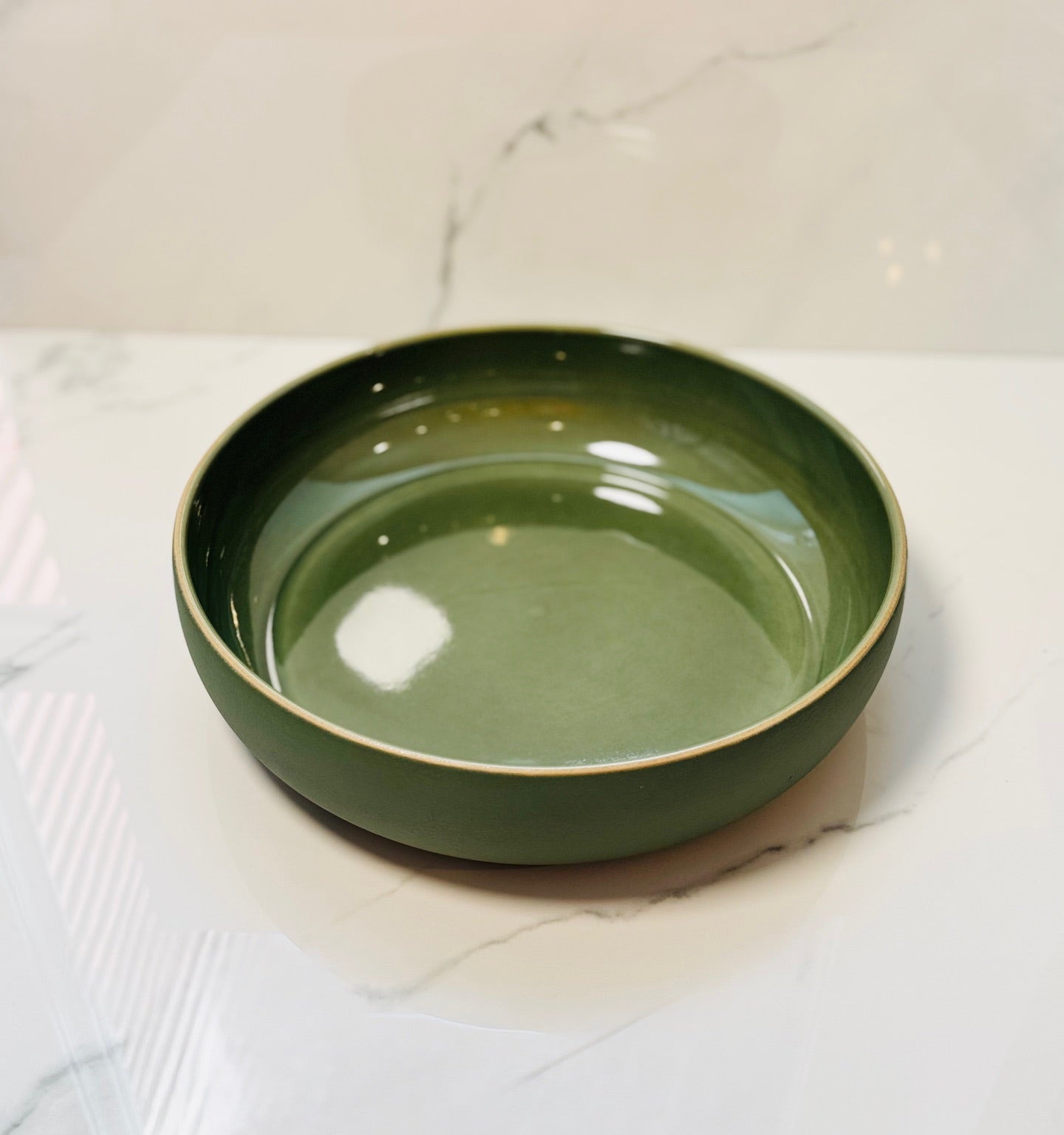 Shallow Green Serving Bowl