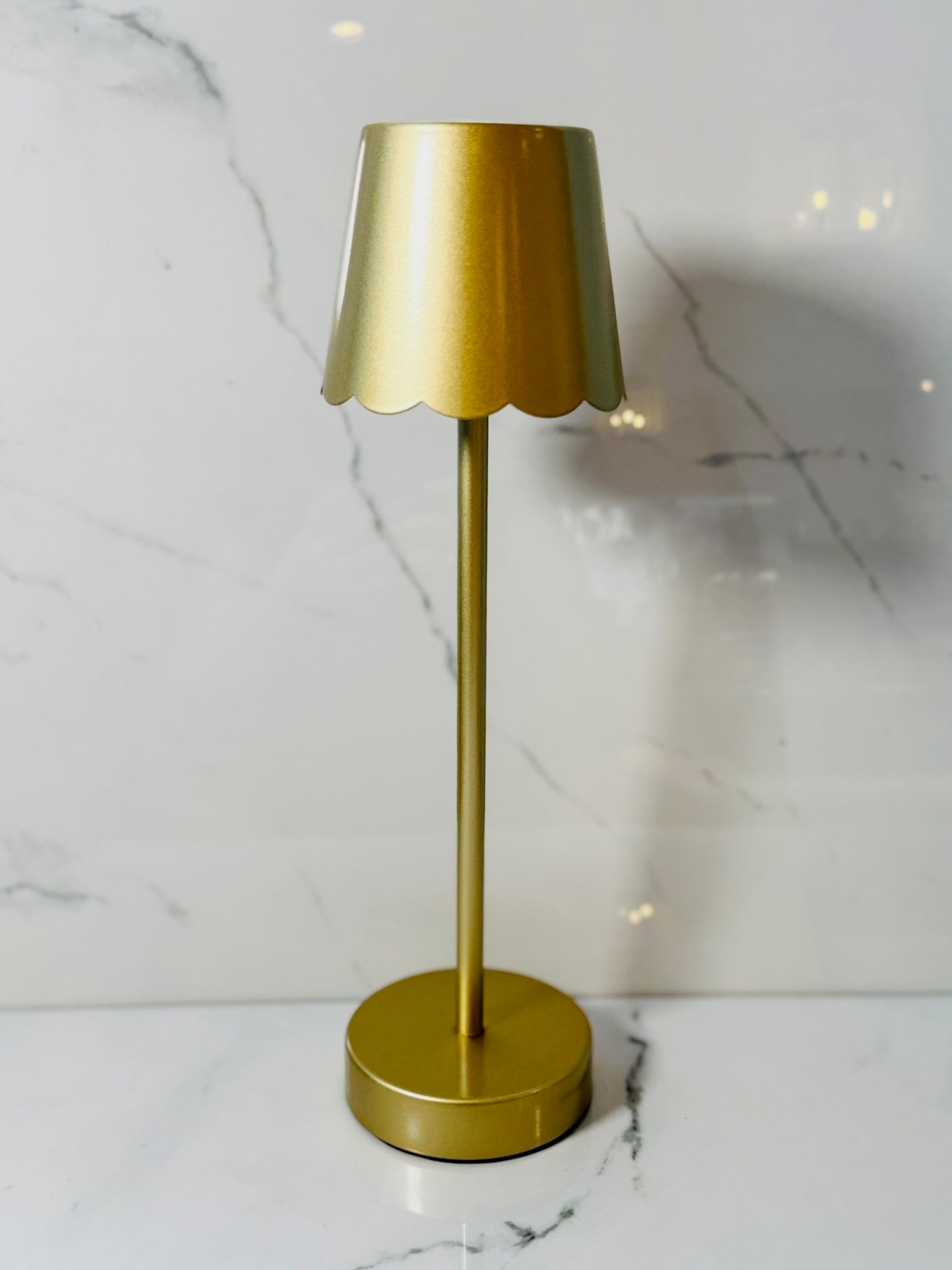 LED Cordless Portable Table Lamp - Scalloped Gold