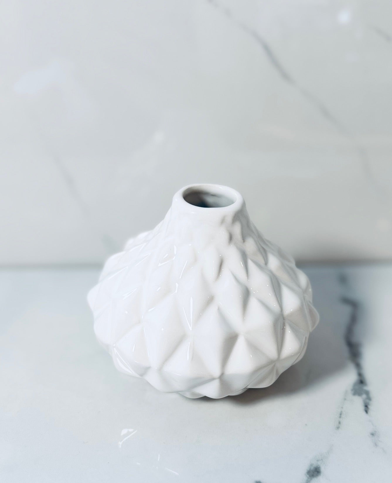 Small White Diamond Ceramic Vase