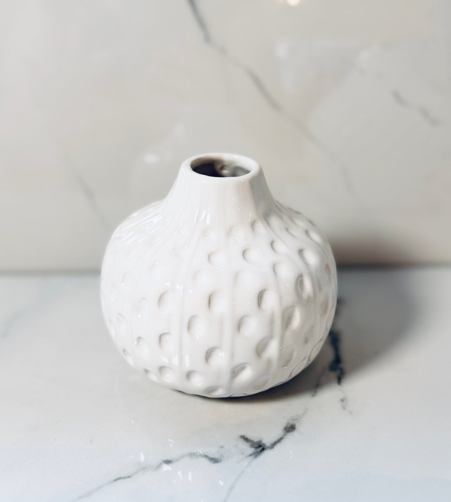 Medium White Dot Ceramic Vase