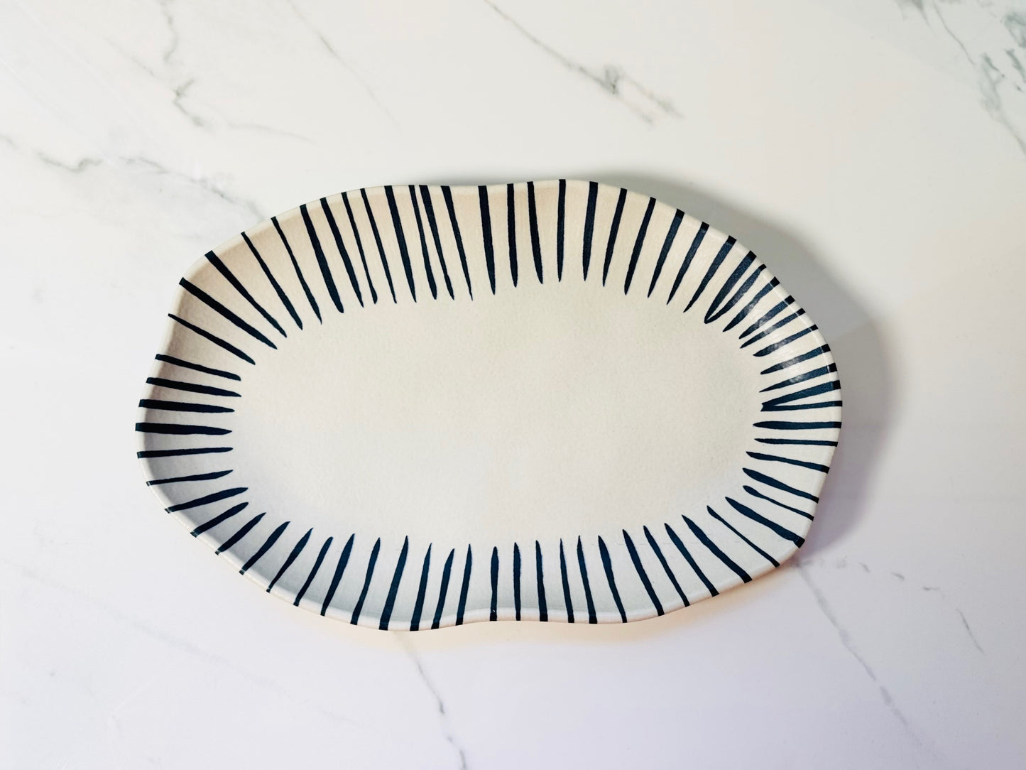 Shallow Striped Oval Platter