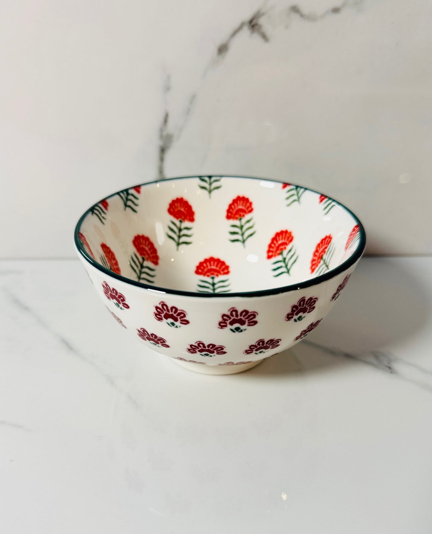 Small Burgundy Floral Print Bowl