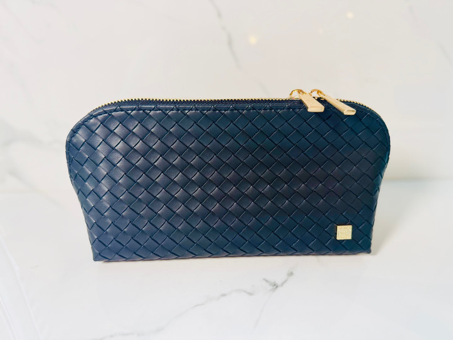 Large Woven Black Zip Pouch