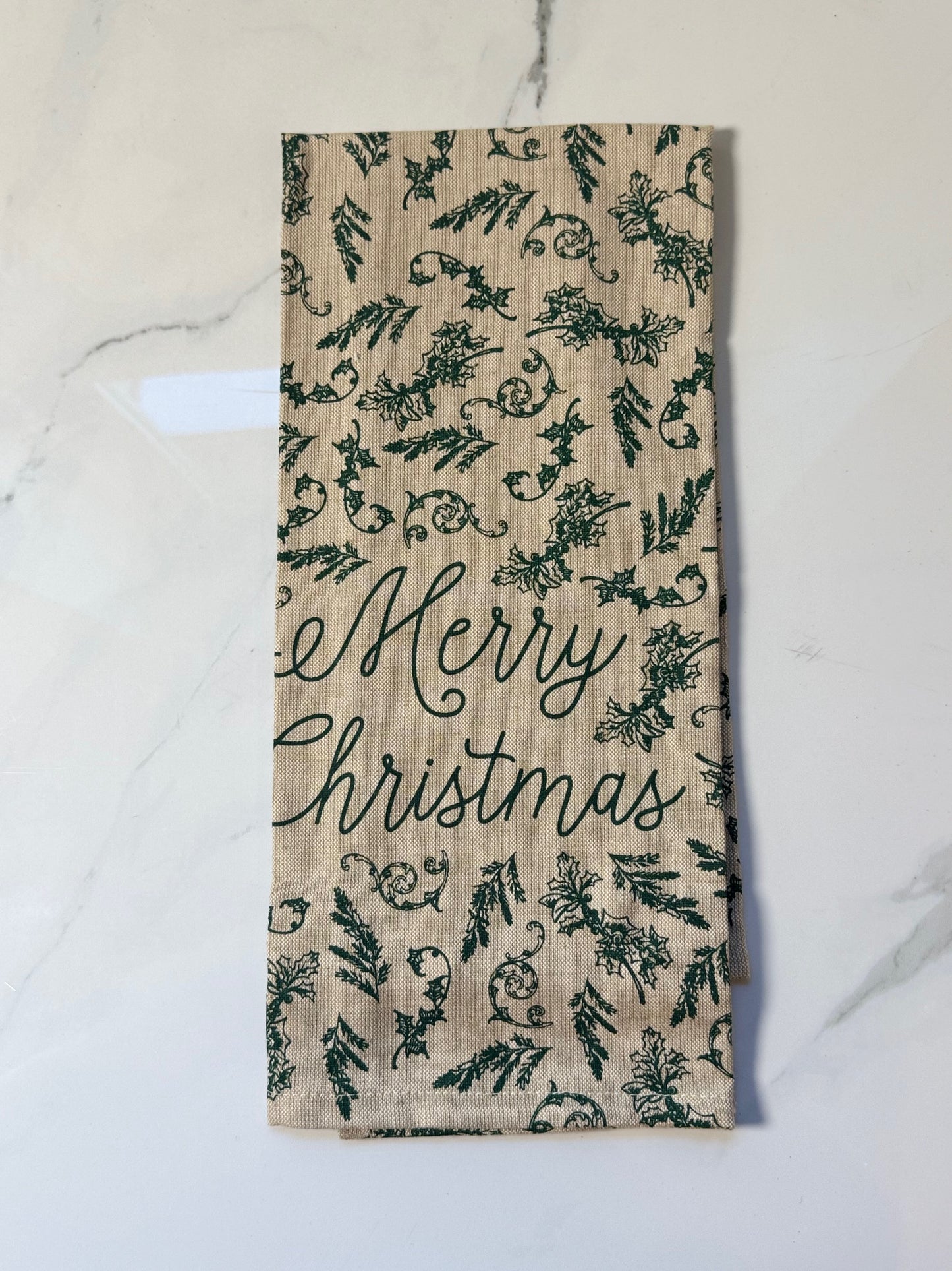 Merry Christmas Toile Hand Towel