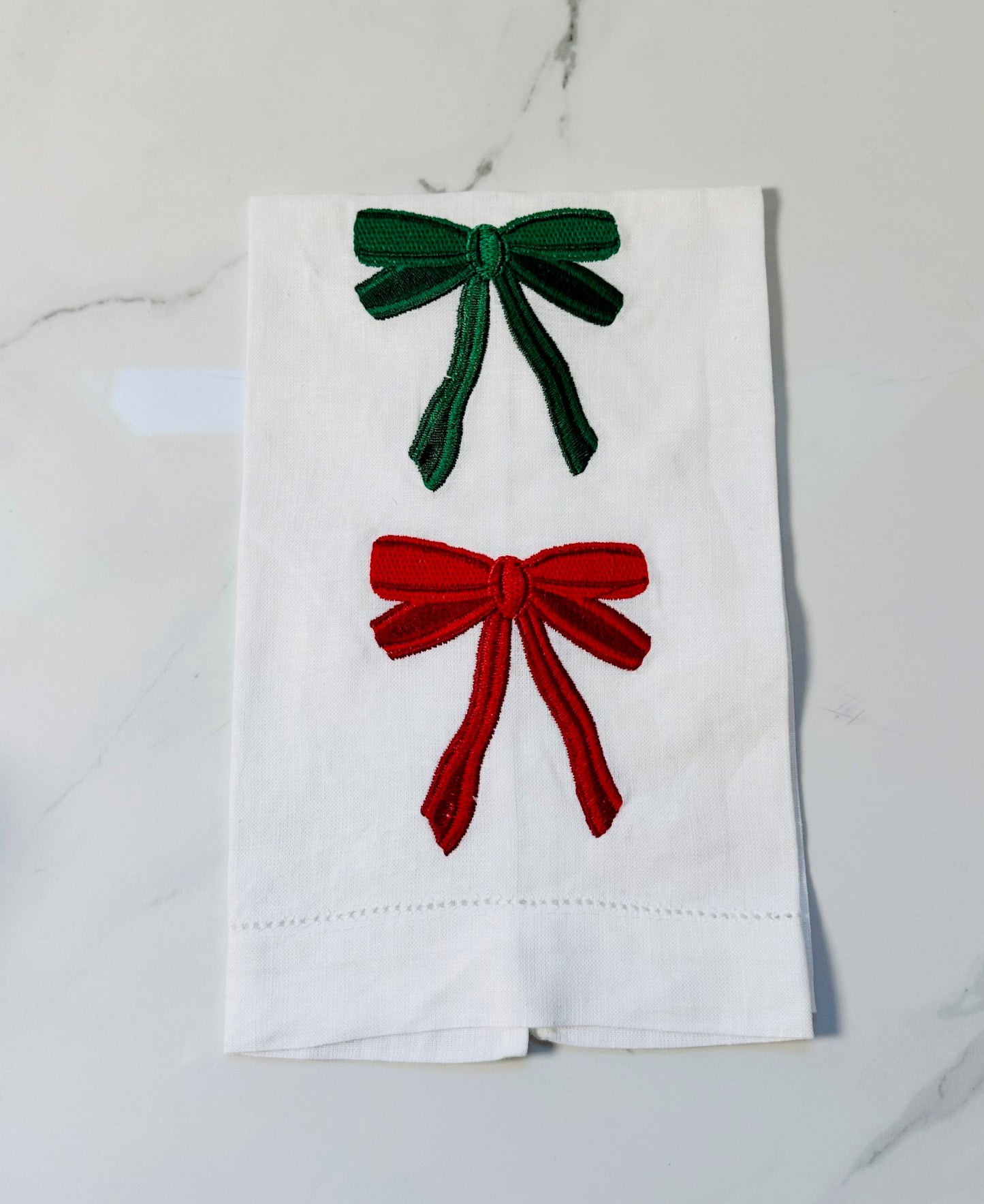 Two Bows Embroidered Hand Towel