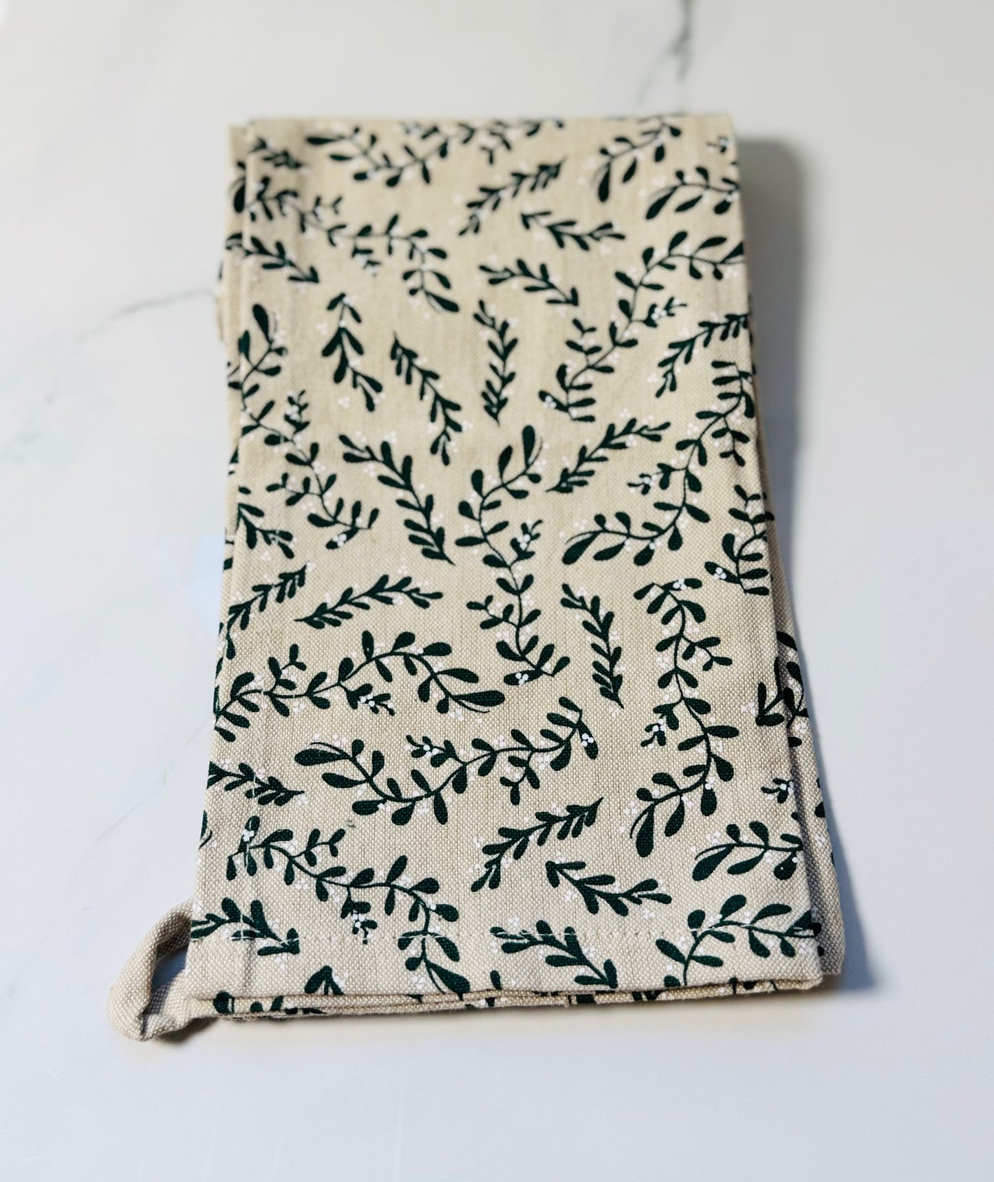 Cream and Green Vine Hand Towel
