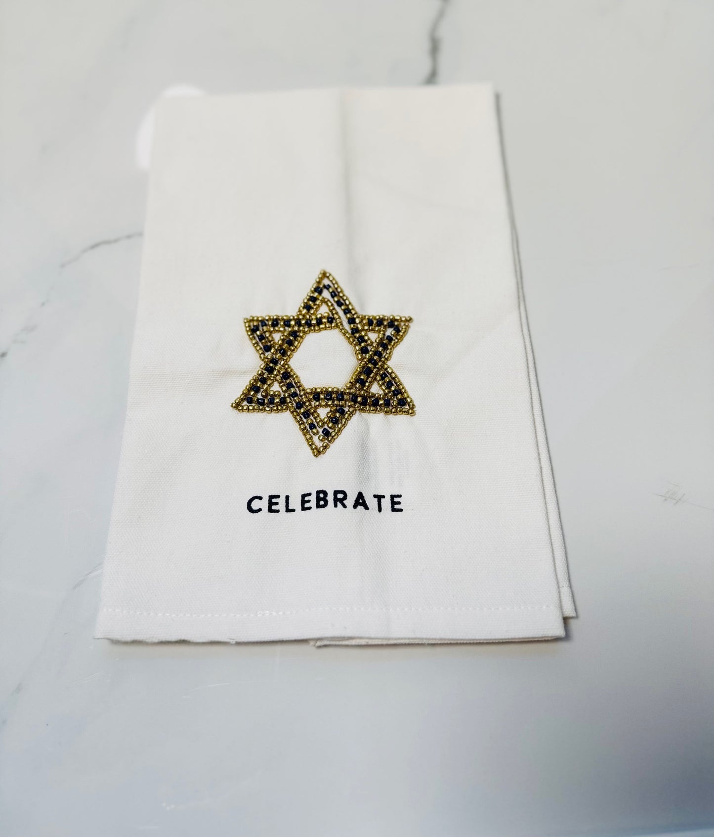 Star of David Beaded Handtowel