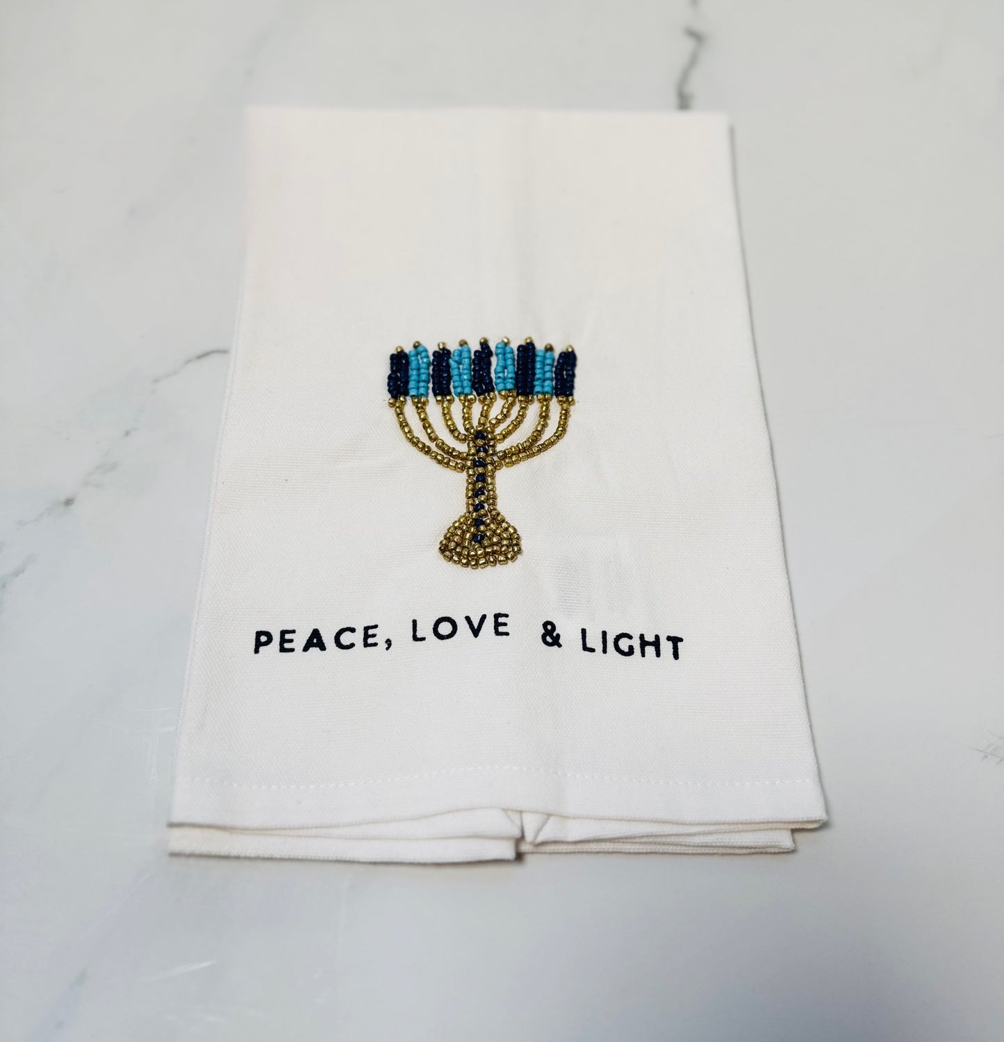 Menorah Beaded Handtowel