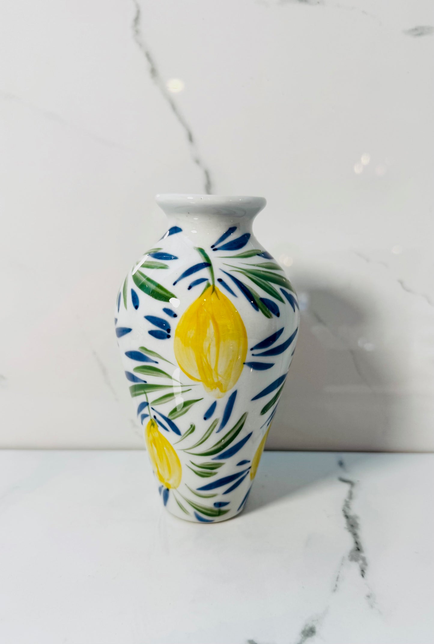 Hand Painted Mini Lemon Vase - A