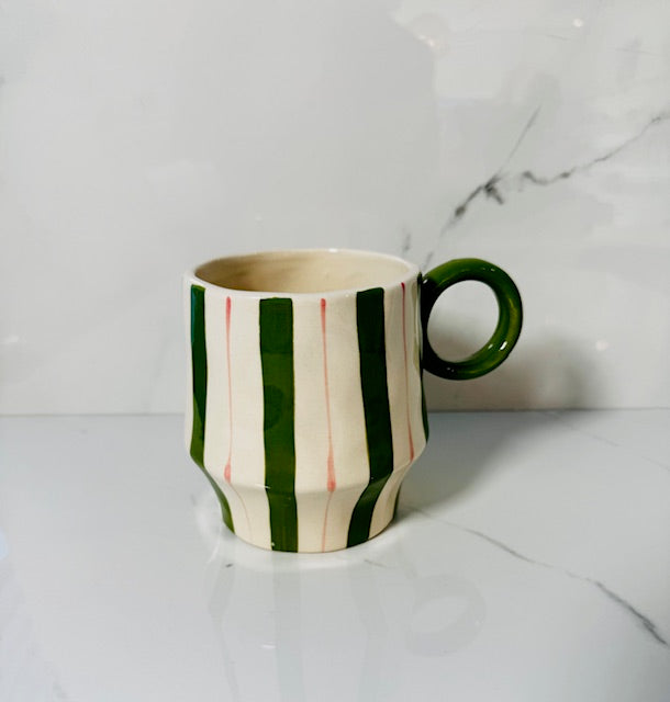 Green and Pink Stripe Mug