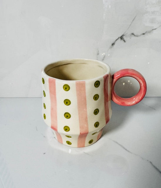 Green and Pink Dot Mug