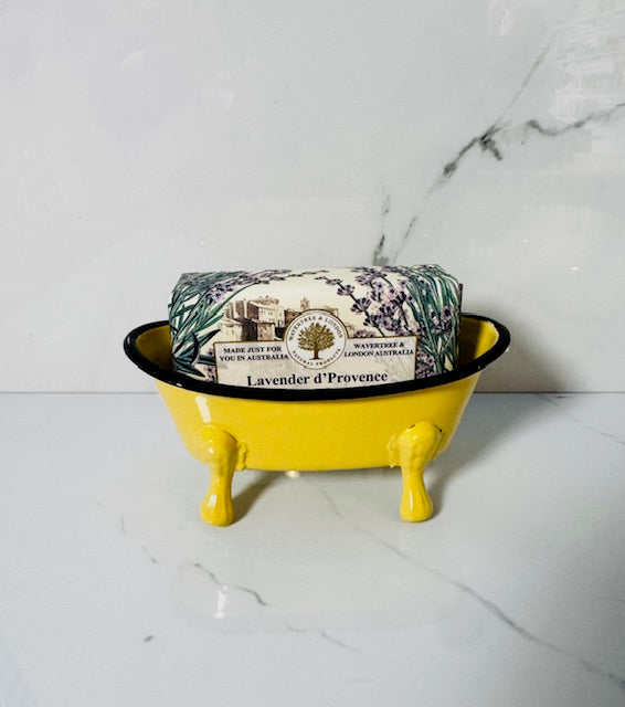 Yellow Metal Bathtub Soap Dish