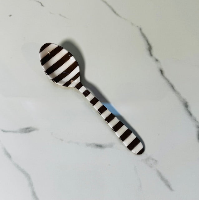 Brown and White Stripe Small Spoon