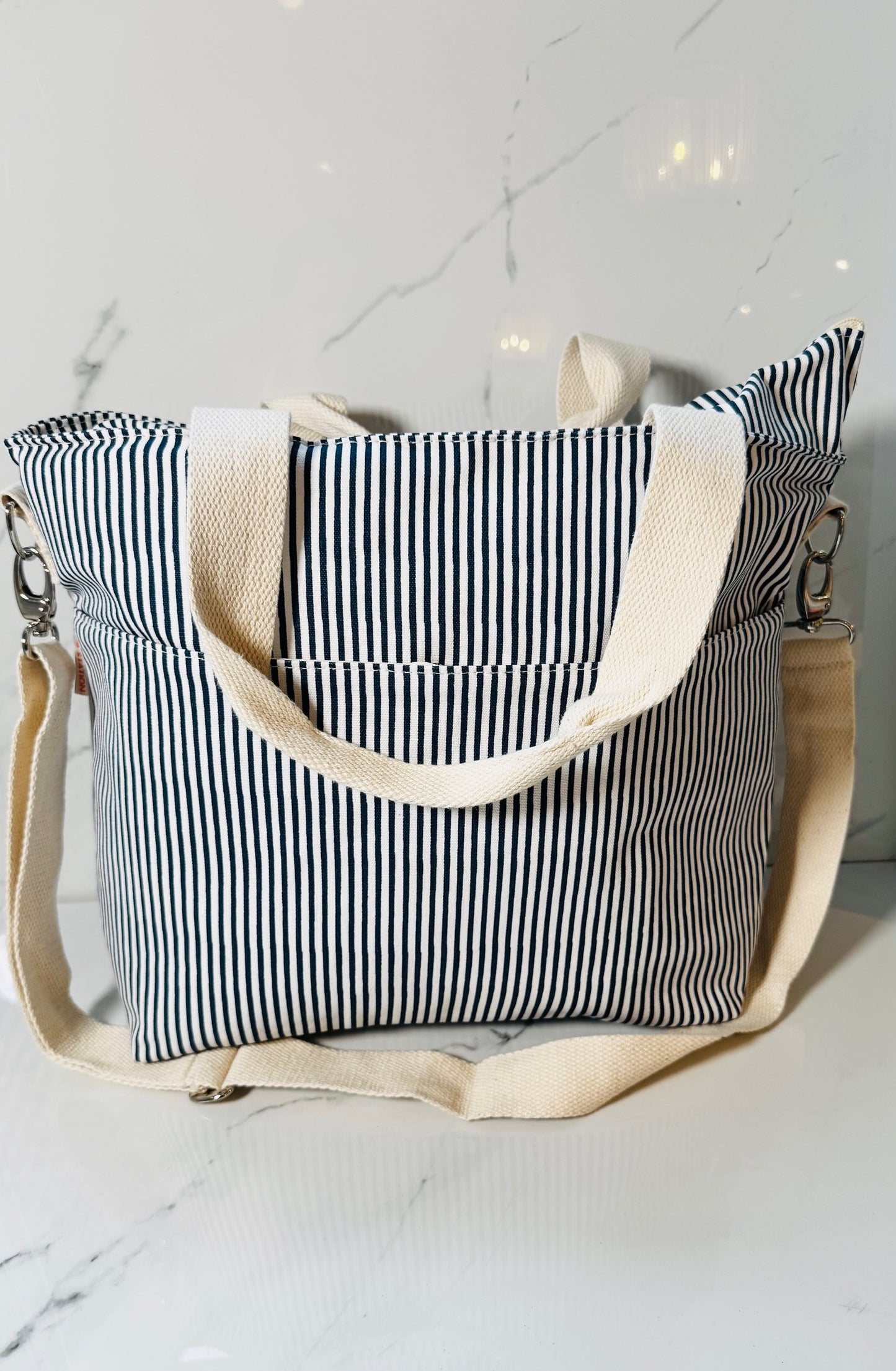 Navy and White Stripe Cooler