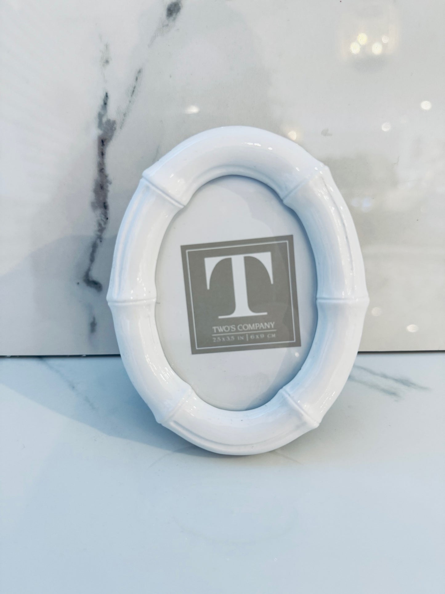 Oval White Bamboo Frame