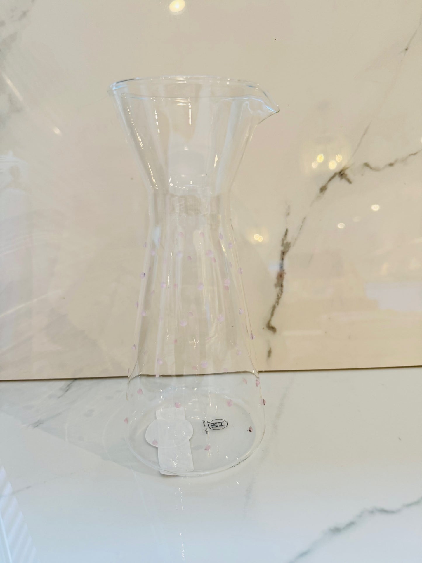 Glass Pitcher with Pink Raised Dots