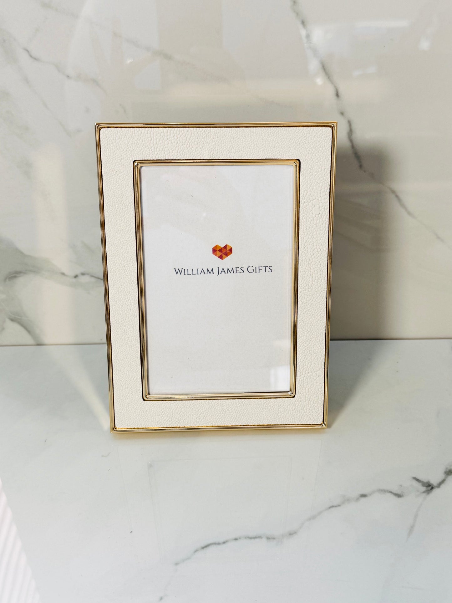 4x6 White Vegan Leather Photo Frame