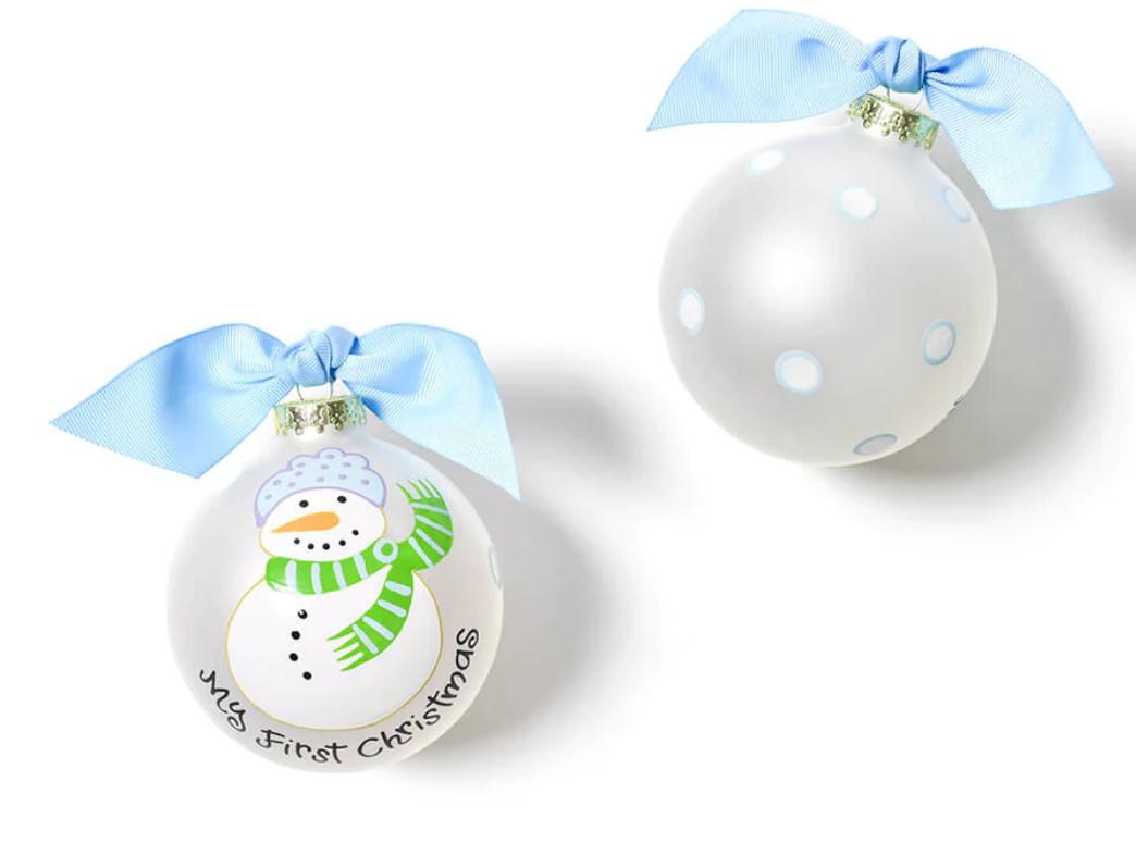 My First Christmas Glass Ornament - Boy Snowman