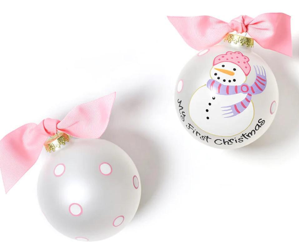 My First Christmas Glass Ornament - Girl Snowman