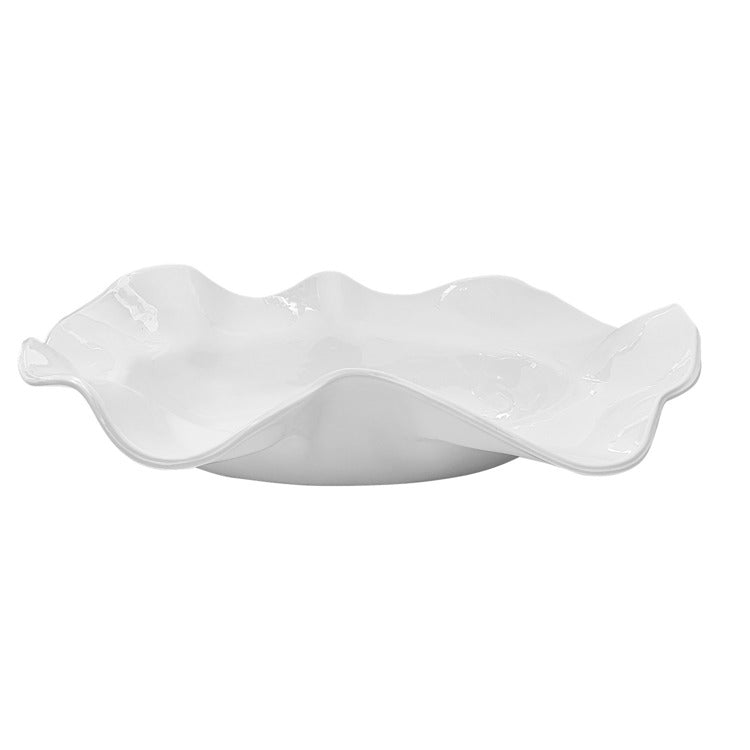 Large Wavy Oval Bowl - Cream
