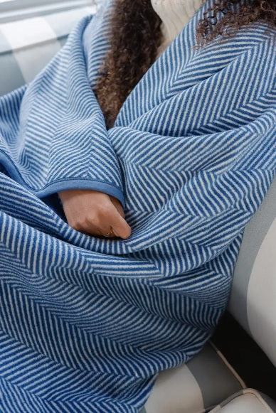 Navy Blue Herringbone Chappywrap Blanket