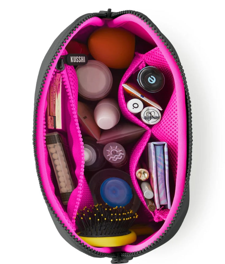 Black with Pink Neoprene Makeup Bag