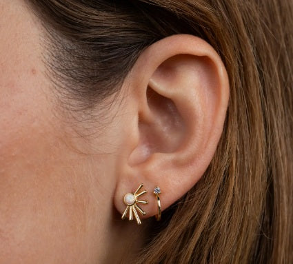 White Opal Sun Ray Earrings