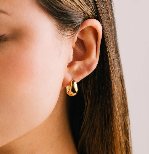 Oval Puff Hoop Earring