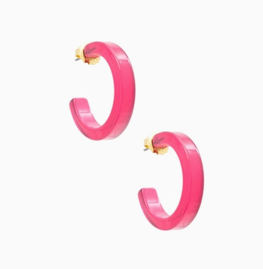 Small Open Resin Hoop Earring - Pink