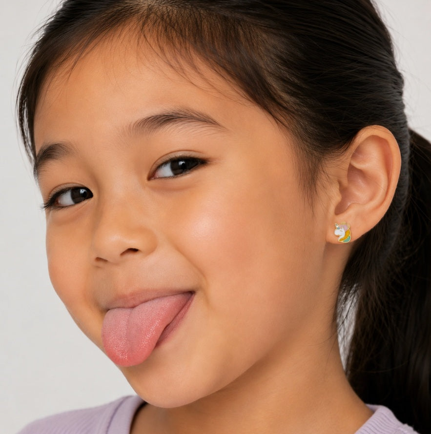 Unicorn Enamel Kids Earrings