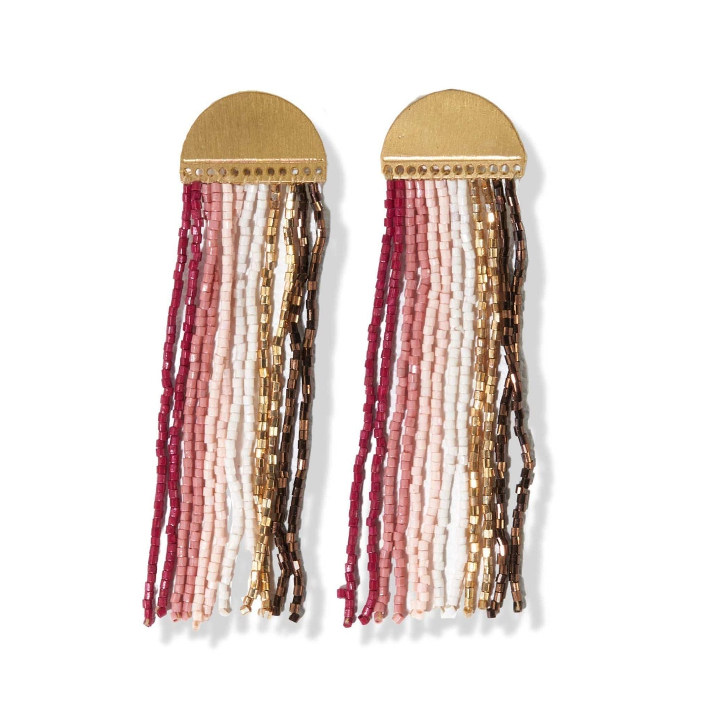 Blush Stripe Fringe Half Circle Earring