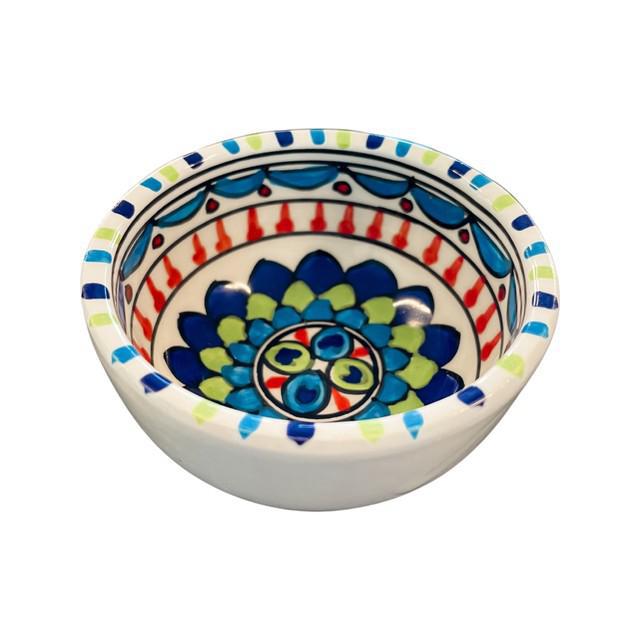 Blue Red & Green Flower Tiny Ceramic Bowl